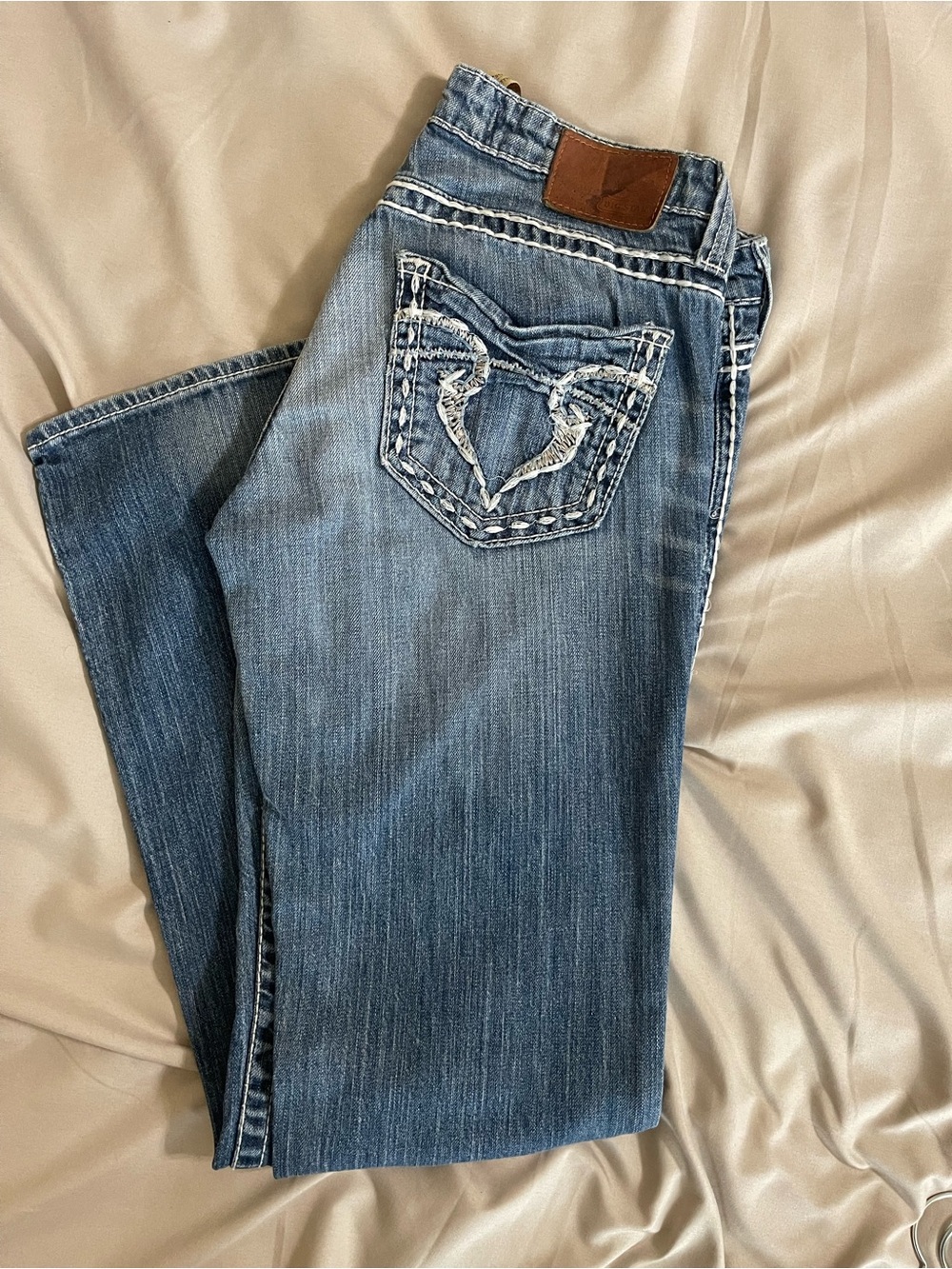 Big Star Women's Medium Blue Bootcut Jeans with Embroidered Pocket